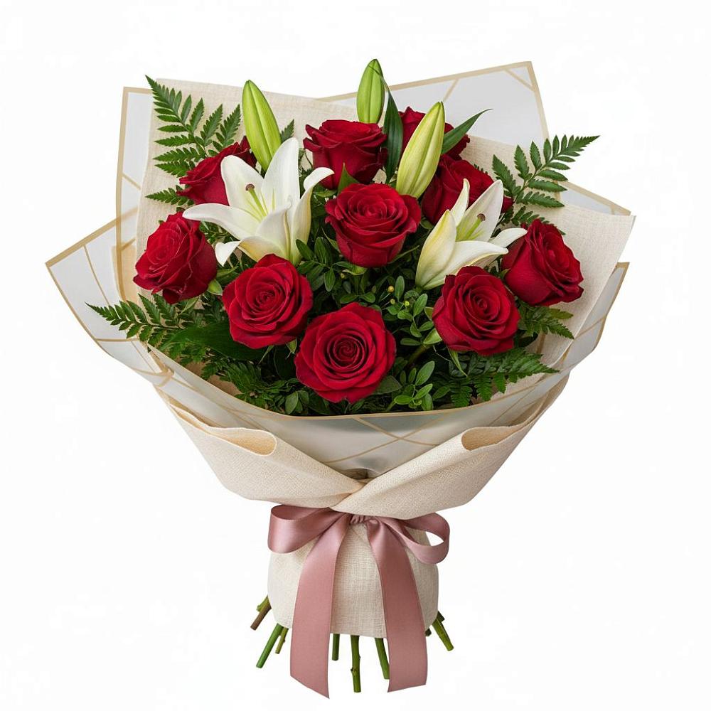 Букет высокая поэзия в Вурнары Букет цветов из: Лилии и Розы в Вурнары