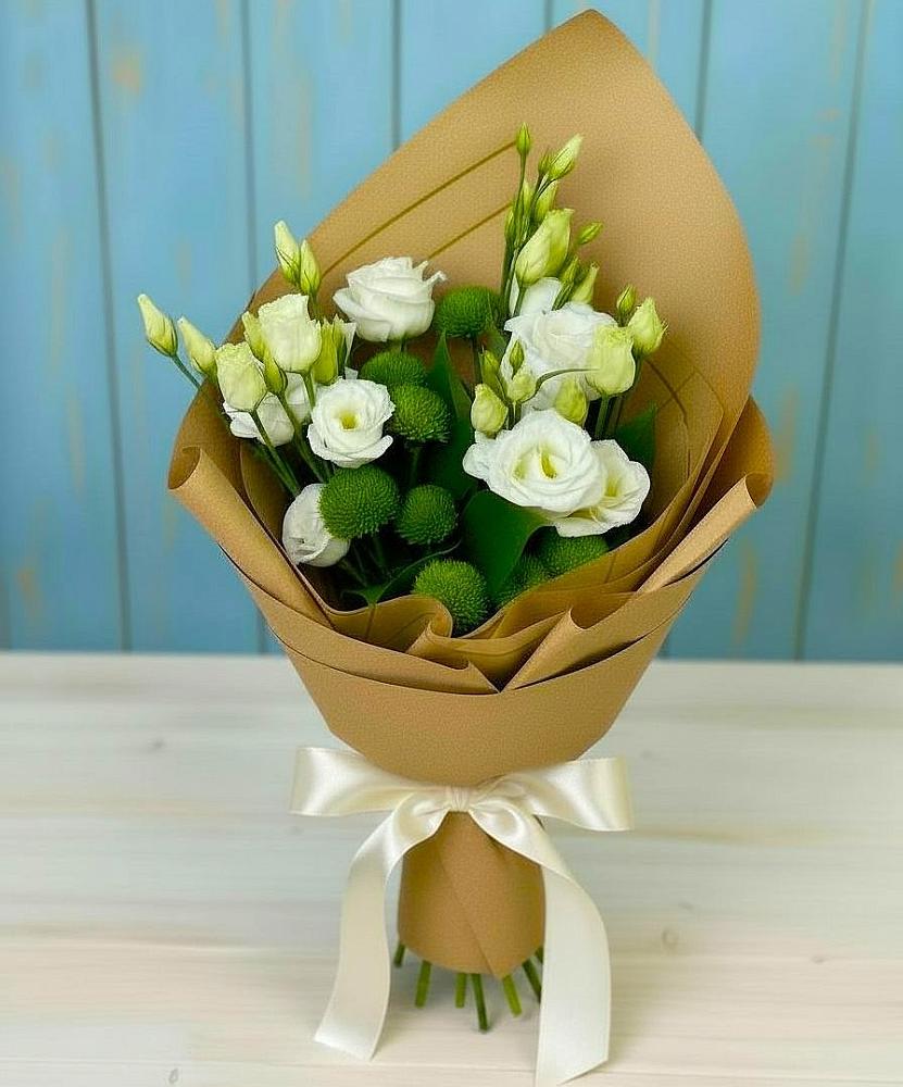 Букет цветов из: Хризантемы и Лизиантусы в Вурнары