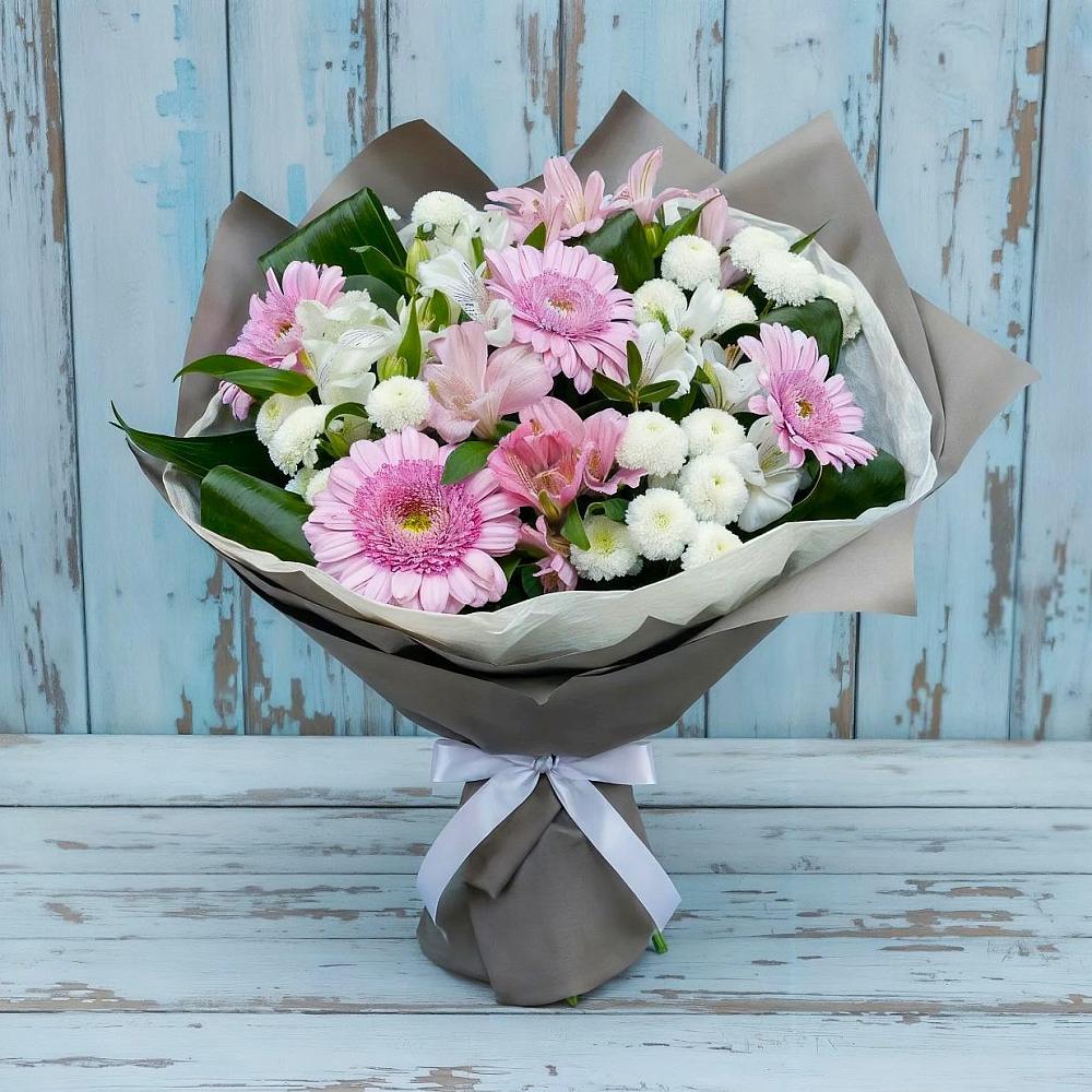 Букет цветов из: Герберы, Альстромерии и Хризантемы в Вурнары
